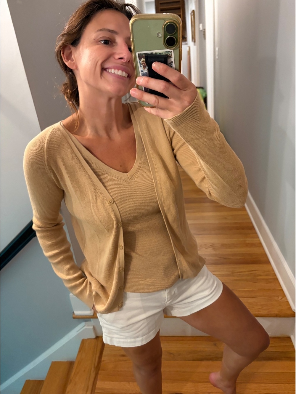 GAP Camel Knit Twin Set Cardigan & Sleeveless Sweater Tank Small Y2K
